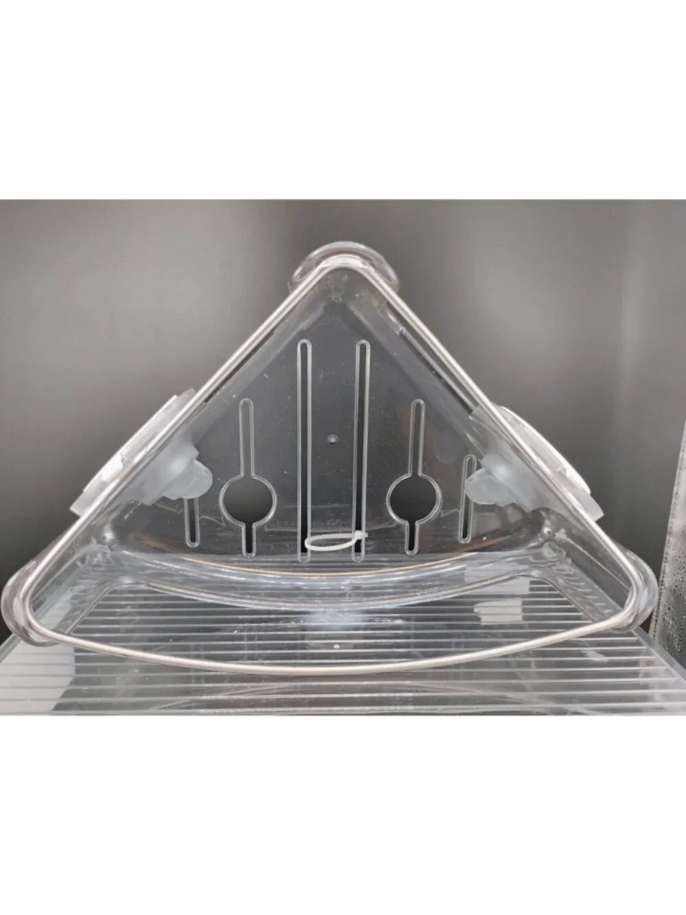 Corner Shower Caddy Suction Cup Design Clear Plastic & Metal Frame